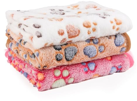 peaceking 3 Pezzi Coperta per Cani e Gatto, Morbida Coperte in Flanella per Cani e Gatti, 60 × 40 cm Copertina Cane Lavabile Soffice Durevole per Cani/Gatti/Cavia/Conigli e Altri Animali Domestici