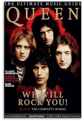 We Will Rock You Freddie Mercury Bookcover Poster Dekorative Malerei Leinwand Wandkunst Wohnzimmer Poster Schlafzimmer Malerei,Wandkunst Bilddruck Moderne Familienzimmer Dekor 20x30inch(50x75cm)