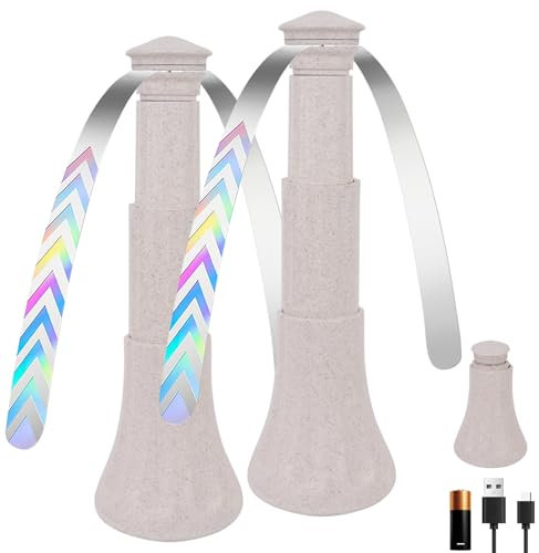 YWAQMCT Ventilateur de Table, Rétractables Ventilateur Anti-mouches pour Table, avec Lames Holographiques, Idéal pour Repousser les Mouches à L'intérieur et à L'extérieur (2, Blanc de paille)