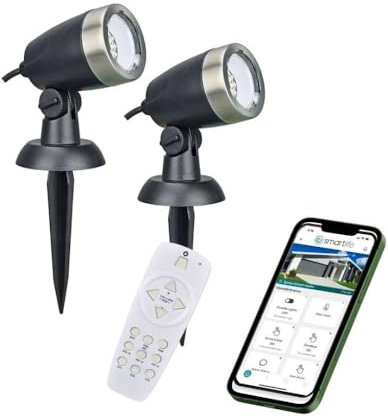 MeLiTec 2er Set Smart LED Garten-Strahler GL24 RGB Spot, anthrazit