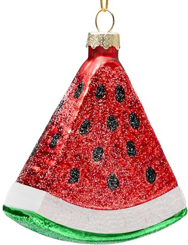 Joiedomi Wassermelonen-Mini-Weihnachtsschmuck, kleines Obstornament aus geblasenem Glas zum Aufhängen am Weihnachtsbaum, Außendekoration im Innenbereich, Weihnachtsparty-Geschenke