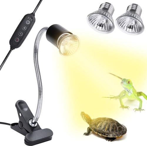 DERNORD Reptilien Wärmelampe Schildkröten Halogen - UV Lampe Schildkröte mit 25W 50W UVA UVB Lampe Terrarium UV Wärme für Schildkröten Bartagamen