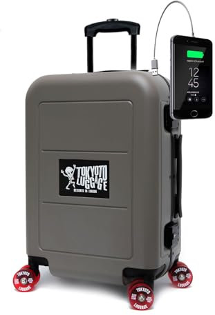 TOKYOTO Kabinengepäck mit Skate-Rollen Skateboard-Design USB-Anschluss Leicht und Modern für Reisen Jugendliche und Teenager Geräuschlose Rollen 55x35x20 Hartschalenkoffer 55x40x20 cm Trolley Green