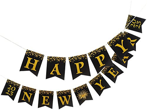 Cabilock Neujahrsbanner-girlande 2023 Frohes Neues Jahr Leichte Papiergirlande