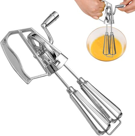 Batidora manual de mano – Mezclador de acero inoxidable no eléctrico, herramienta batidora ligera | Batidora de mano para nata, crema batida, batidora de masa, para cocinar, hornear, utensilios de