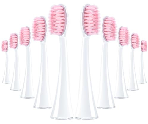 10 Pack Replacement Toothbrush Heads Compatible with Ordoo Sonic Electric Toothbrush for Adults Brush Heads, White