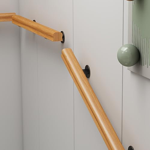 Scala rustica in legno per bambini e anziani, 1,8 m, ringhiera da parete, elegante decorazione per soffitta, ringhiera di supporto durevole per scale, giardini e balconi