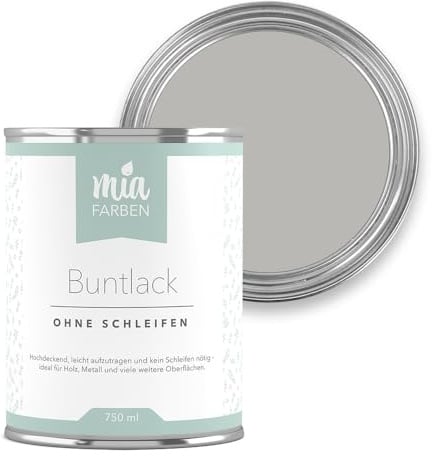 miafarben Buntlack ohne Schleifen matt 5L (Sanftes Wolkengrau) | Möbelfarbe, Möbellack für Holz, Metall und Kunststoff, hochdeckend und wasserbasiert, für innen und außen