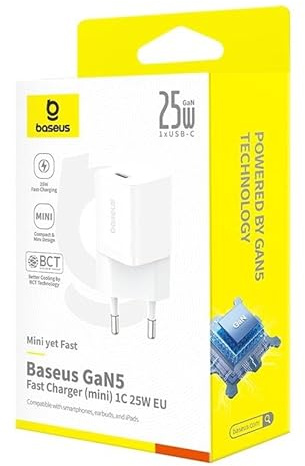 Baseus P10110909213-00 USB-C GaN5 Mini 25 W Hände Ladegerät Weiß