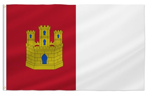 PTEROSAUR Bandera de Castilla-La Mancha, banderas de las comunidades autónomas de Castilla-La Mancha de 90 x 150 cm