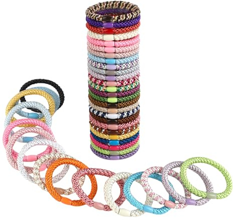 Kievano Haargummi Damen 42 Stück, Bunte Zopfgummis Ø 6cm, Elastische Haarbänder für Dickes, Lockiges & Glattes Haar, Stylische Pferdeschwanzhalter für Frauen & Mädchen