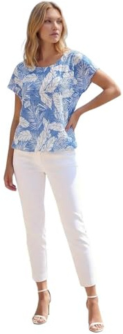 Roman Originals Snake Print Bubble Hem Top for Women UK - Ladies Spring Summer Blouson Round Neckline Comfy Soft Evening Vacation Work Party Night Out Everyday - Light Blue - Size 20