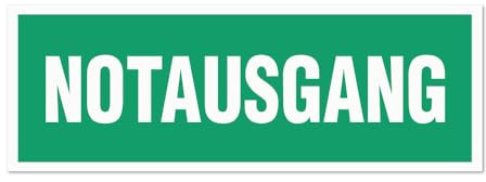 Hinweisschild Notausgang 29x10 cm – Alu-Dibond Schild, Aufkleber, Reflektorfolie oder Magnetschild – Fluchtwegschild für Innen & Außen (Reflektorfolie)