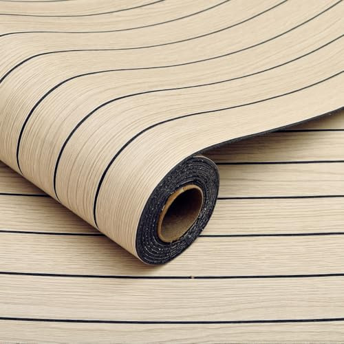 Wood Wall Panels, 40 x 300 cm Self Adhesive Wood Grain Slat Beige 3D Wall Panel Soundproof Wall Panel Vinyl Roll Self Adhesive Foam Wooden Slat Wallpaper for TV Background Bedroom Living Room
