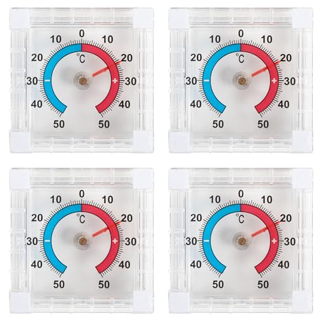 4-Pack Outdoor Window Thermometer, Self-Adhesive Outside Thermometer for Window & Door, Weatherproof Outdoor Thermometers with Accurate Temperature Reading