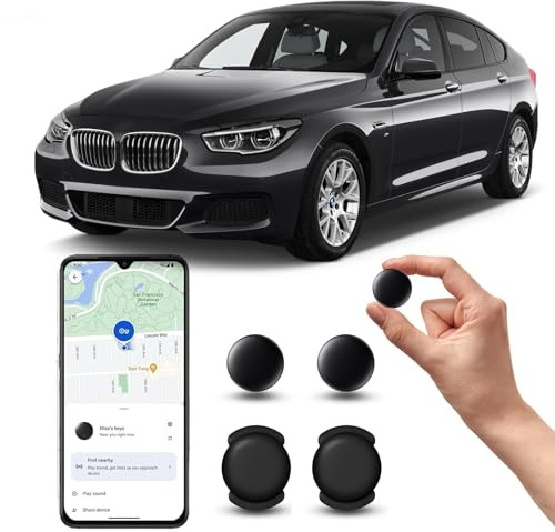 GPS Coche localizador Android, GPS Tracker rastreador magnético Oculto para Coches Sin cuota mensual, no SIM, Seguimiento en Tiempo Real para niños, Mascotas,Compatible con goo- gle Find My (2 Negra)