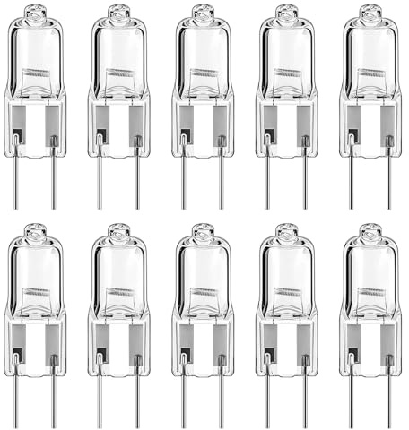 10 Pack GY6.35 Halogen Bulb 12V 35W, G6.35 Halogen Bulb AC DC Dimmable Warm White 2700K Bi Pin Capsule Light 360 Degree Beam Angle Ceiling Cabinet Lamp Desk Chandelier Landscape Lighting Replacement
