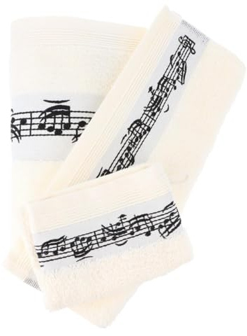 Handtuchset, Thema: Musik, 3-teilig mit Handtuch, Gästehandtuch und Waschhandschuh, 100% Baumwolle