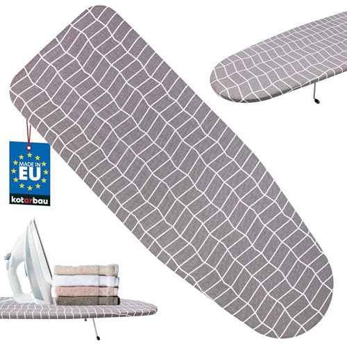 KOTARBAU® Bügelbrett Tisch, Tischbügelbrett, Reisebügelbrett 75 x 27 cm | Kleines Bügelbrett, Schutzhülle, Graues Karomuster