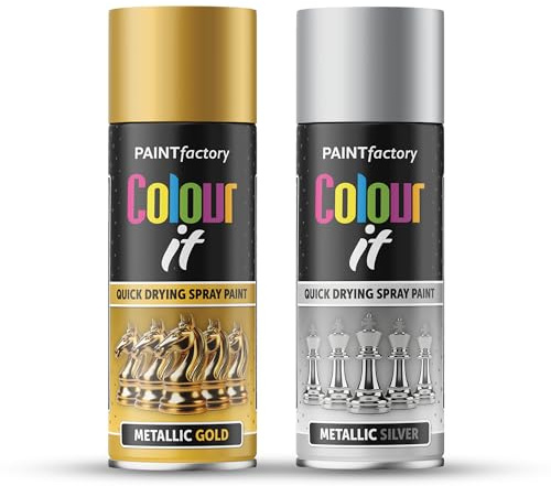 ZOPPER Gold and Silver Metallic Spray Paint Set, 400ml | Quick Drying Aerosol Paint, Multi Surface DIY
