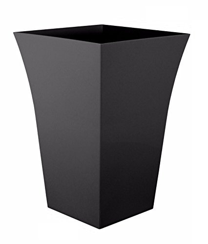 2 x BLACK Plastic Large Plant Pots Indoor Outdoor Garden Tall Square Planters