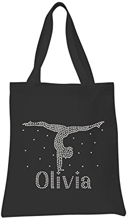Sac fourre-tout Noir Pour filles Avec motif gymnaste en appui tendu renversé Cristal Personnalisé Sac de gymnastique Par Varsany