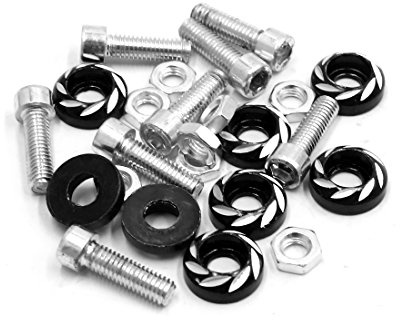 sourcing map 8pcs 6mm Thread Dia Motorcycle License Plate Frame Screw Bolts Black