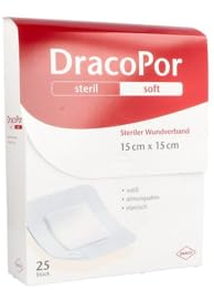 DRACOPOR Wundverband 15x15 cm steril, 25 Stück, Steril, Streifen, Klebstoff, WUNDVERBAND
