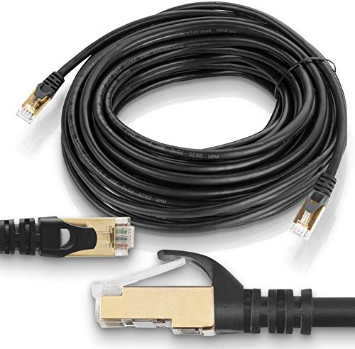 Netzwerkkabel 1m 2m 5m 7m 10m 15m CAT7 DSL Patchkabel Internet Ethernet LAN Netzwerk F/FTP Kabel vergoldet Schwarz, Farbe:Schwarz, Länge:10 m