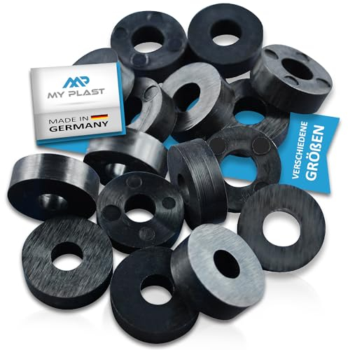 My Plast entretoises - entretoises pour la construction de terrasses, plaquettes de compensation rondes en plastique, 18 x 6,3 x 19 mm, 20 pièces, noir