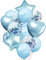 Oblique-Unique® 14 Deko Ballons Konfetti Folien Luftballon Set mit Herzen Sternen für Geburtstag Feier Jubiläum Hochzeit JGA Baby Shower Party Blau