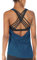 icyzone Damen Sport Tops mit Integriertem BH - 2 in 1 Yoga Gym Shirt Fitness Training Tanktop (M, True Blue)