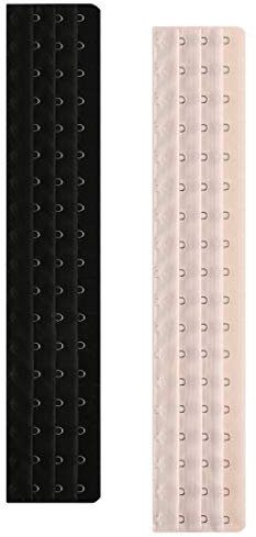 Cxapnstou Corset Bra Extender 7-18 Hook 3/4 Inch Spacing, 2pcs:18hook/Light Beige&black, 18 Hooks