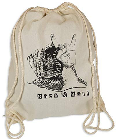 Ma2ca® Rock N Roll Schnecke - Gymsac Turnbeutel - Stoffbeutel Hipster Sportbeutel Rucksack bedruckt Tasche Musik Band Rocker Schnecke