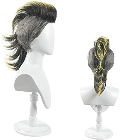 OSIAS Anime Cosplay Perücke, Demon Slayer Perücke, für Halloween, Party, Karneval, Nachtleben, Konzerte, Hochzeiten (Shinazugawa Genya Wig)