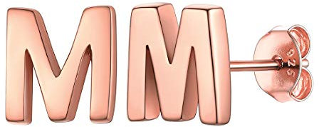 ChicSilver Rosegold Buchstabe Ohrringe M Damen Frauen Paar Ohrstecker mit Geschenkebox für Valentinstag Weihnachten
