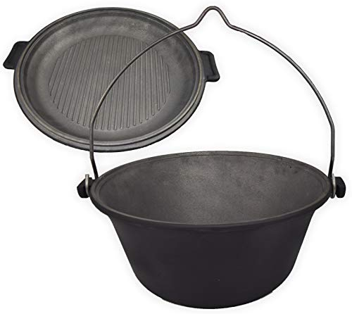 Hanging cast-Iron Cauldron Hungarian Pot for roasts 9l + pan 2in1 KAWMET