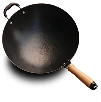 Ghisa Wok patinata Manuale padella antiaderente a fondo tondo a induzione Cucina Cucina a gas Wok Padella Cucinare Stick Pan non (Color : 32cm)