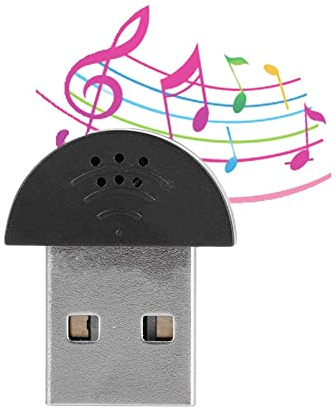 Yctze Tragbares USB-Mini-Mikrofon, USB 2.0-Audio-MIC-Adapter für Treiber Treiberfreier Audio-Receiver-Adapter für PC(Black)