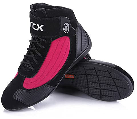 Sebasty Stivali da Moto Traspiranti,Scarpe di Protezione da Moto,Scarpe da Moto da Motociclista Touring per Motoscafi Estivi da Uomo e da Donna,Red-43