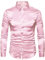 Générique JIER Hommes De Luxe Brillant Soie comme Satin à Manches Longues Chemises Habillées pour Fête Disco Bal Surface Brillante Costume De Bal (Rose,XL,XL)