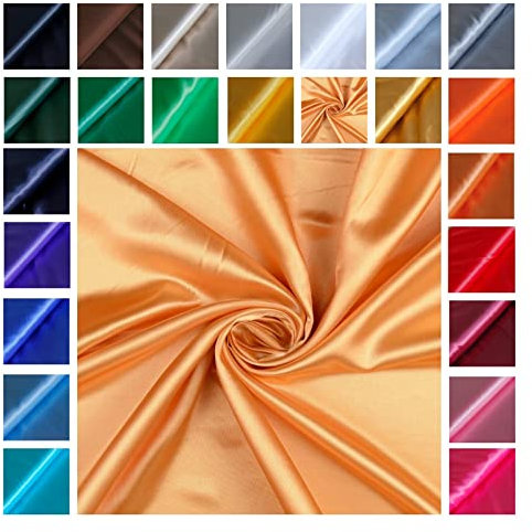 Satin Glänzend - Futterstoff -glänzender Dekostoff - Polyester Seide - günstiger Futterstoff - Faschingsseide - 100% Polyester *Ab 50cm x 145 cm, Farbe: 031 gold