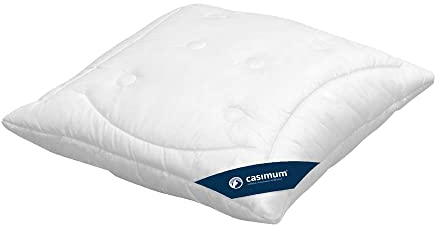 casimum 3-Kammer-Kissen, Kopfkissen 80x80 cm, 100% Kamelflaum (Außen), stützender Federnkern zur Druckentlastung, allergikerfreundlich, für Rücken- und Seitenschläfer
