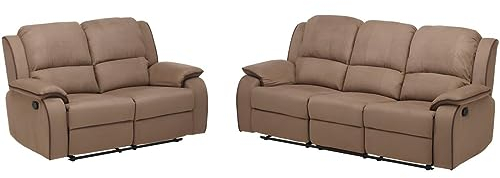 Vente-unique-Couchgarnitur Relax 3+2 - Microfaser - Taupe - Hernani