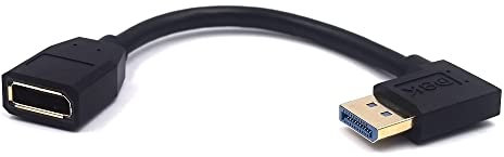 MysRuida 15cm DisplayPort 8K Extension Cable, 90 Degree Right Angle DP 1.4 Male to DP 1.4 Female Extension Adapter Extender Cable, Support 8K@60Hz & 4K@ 144Hz (Right Angle)