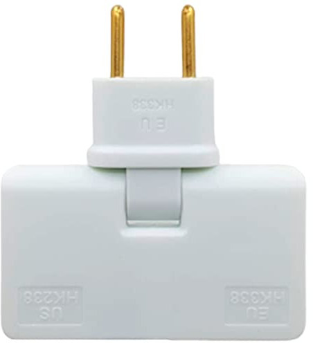 Enchufe plano multiple. Ladron Regleta 3 enchufes para pared. Adaptador europeo a americano. Blanco