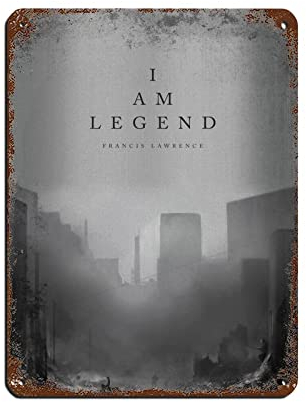KOURT I Am Legend Poster Classic Movie Retro Poster Metall Blechschild Chic Art Retro Eisen Malerei Bar Menschen Höhle Cafe Familie Garage Poster Wanddekoration 30 x 40 cm