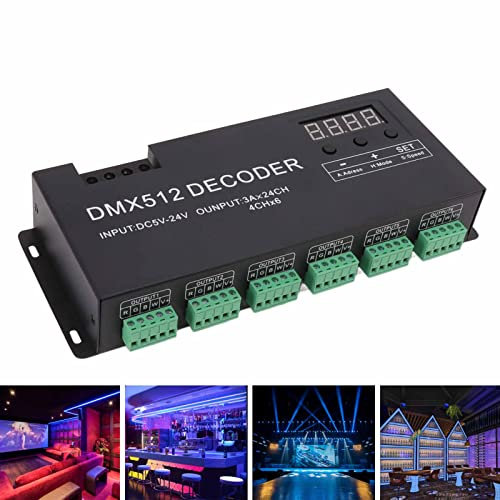 24 Channel DMX Decoder RGBW DMX512 Dimming Driver LED Controller for Stage Bar DC5V‑24V
