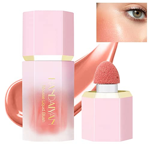 Liquid Blush Face Blusher Rouge Natural Smooth Blusher Pigment Long Lasting Creamy Soft Cheek Multi-purpose Stick Makeup With Cushion Cosmetics Liquid Facial Blush(Rose)
