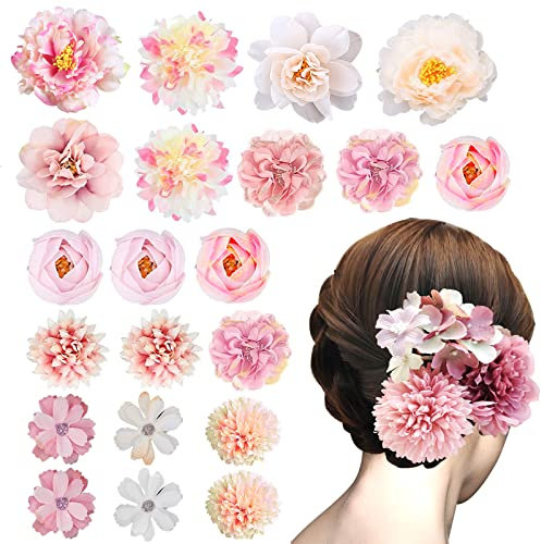 Lot de 21 pinces à cheveux en forme de rose pour femme - Accessoires de cheveux bohèmes pour mariée